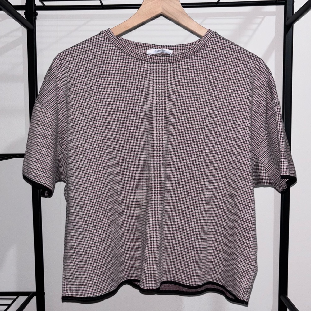 Zara - Houndstooth Knit Top